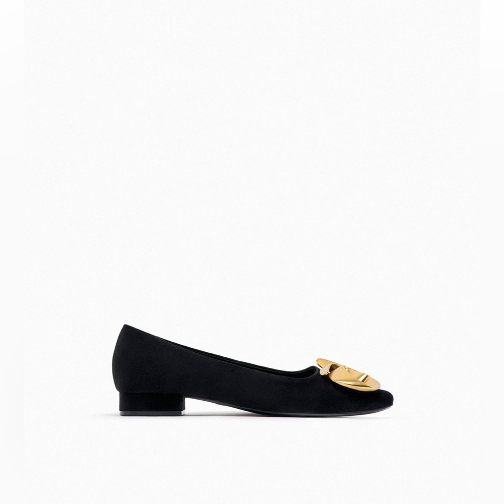 Metal suede ballet flat Zara